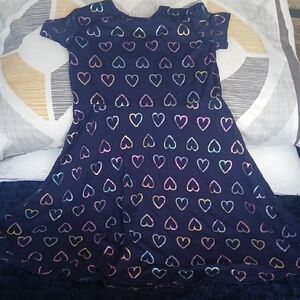 Limited Too Navy Dress with Multicolor Heart Outline Print
